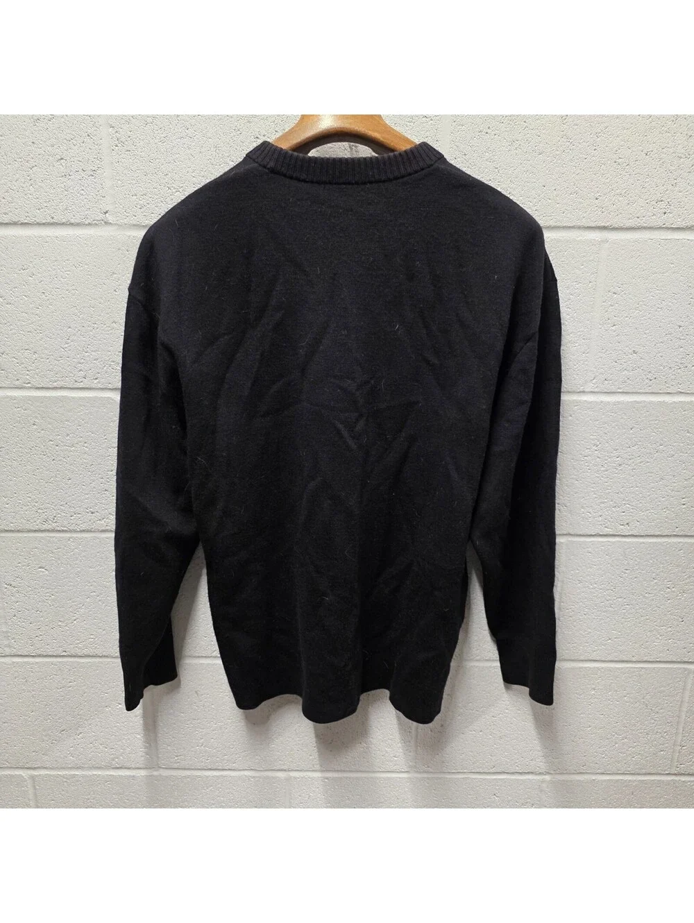 Cos Oversized Navy Men's Wool Knit Long Sleeve  Top Sweater  Black  24x29